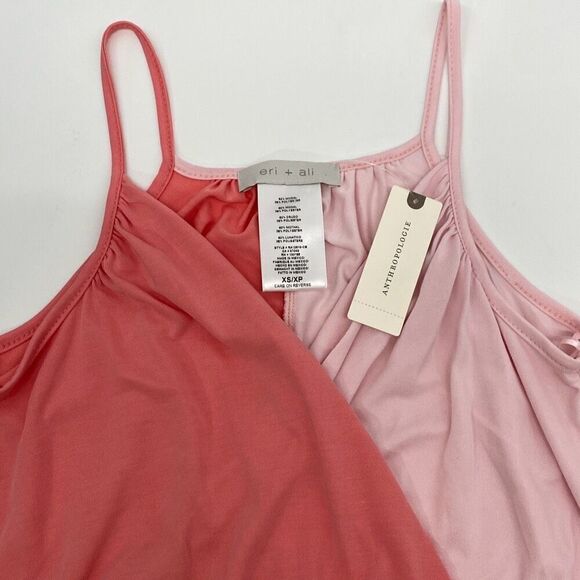 Anthropologie eri+ali Wrap Surplice Crop Top Color‎ Block Pink XS New - Picture 2 of 9